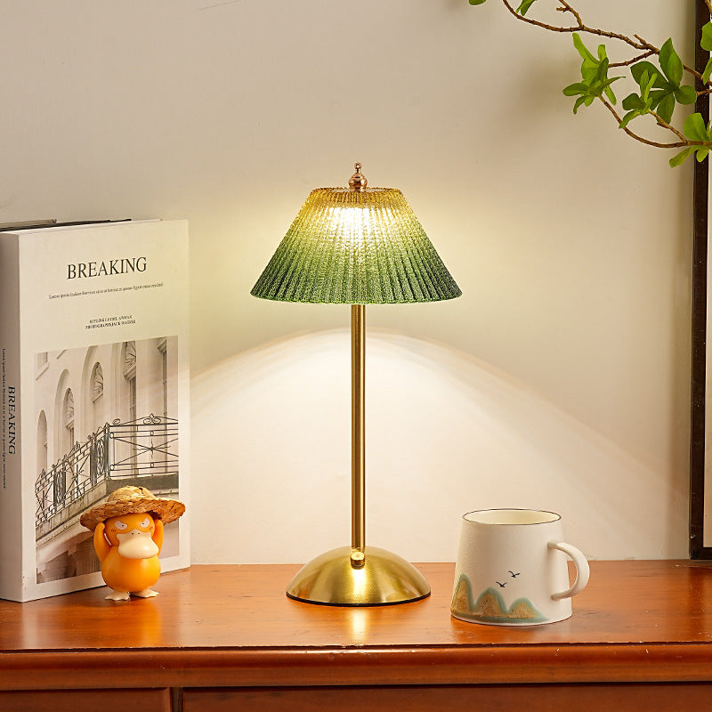 Ribbed Glass Desk Lamp with Brushed Brass Base | High & Bury