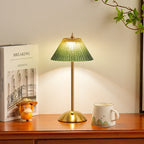 Ribbed Glass Desk Lamp with Brushed Brass Base | High & Bury