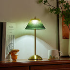 Ribbed Glass Desk Lamp with Brushed Brass Base | High & Bury
