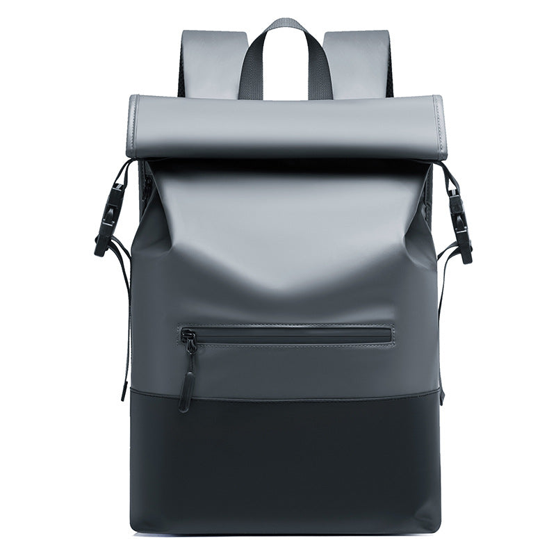 Roll-Top Waterproof Backpack with Padded Straps and Multiple Pockets, view 3