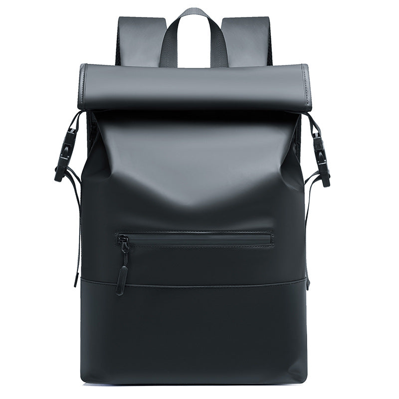 Roll-Top Waterproof Backpack with Padded Straps and Multiple Pockets, view 5
