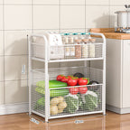 Rolling Kitchen Storage Organizer with Adjustable Mesh Basket | High & Bury