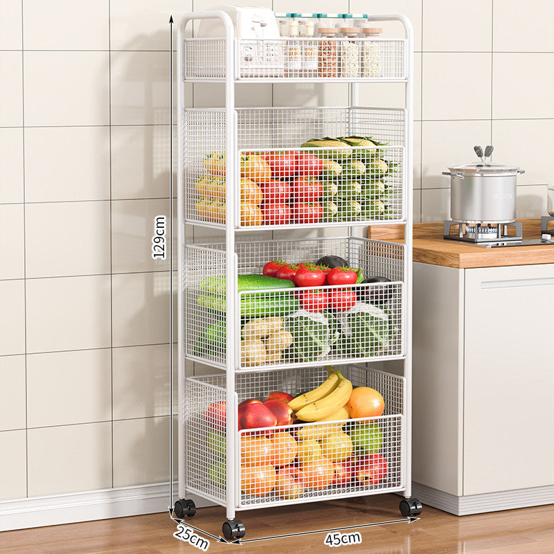 Rolling Kitchen Storage Organizer with Adjustable Mesh Basket | High & Bury
