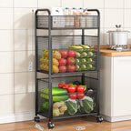 Rolling Kitchen Storage Organizer with Adjustable Mesh Basket | High & Bury