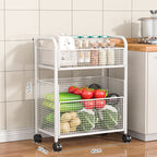 Rolling Kitchen Storage Organizer with Adjustable Mesh Basket | High & Bury