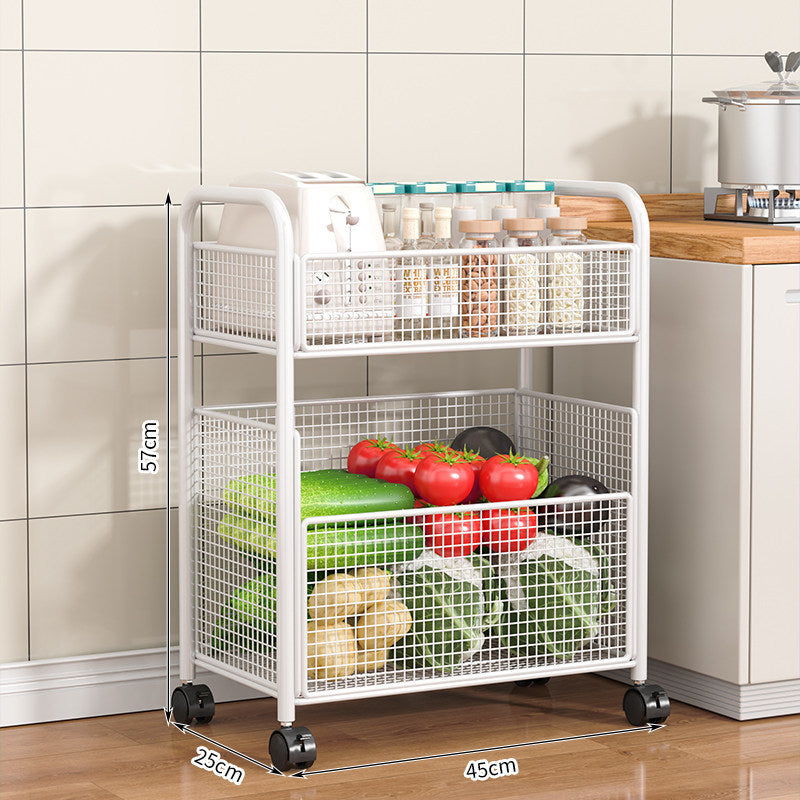 Rolling Kitchen Storage Organizer with Adjustable Mesh Basket | High & Bury