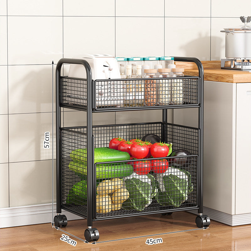 Rolling Kitchen Storage Organizer with Adjustable Mesh Basket | High & Bury