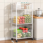 Rolling Kitchen Storage Organizer with Adjustable Mesh Basket | High & Bury