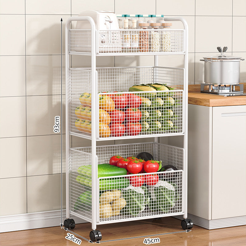 Rolling Kitchen Storage Organizer with Adjustable Mesh Basket | High & Bury