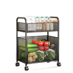 Rolling Kitchen Storage Organizer with Adjustable Mesh Basket | High & Bury