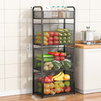 Rolling Kitchen Storage Organizer with Adjustable Mesh Basket | High & Bury