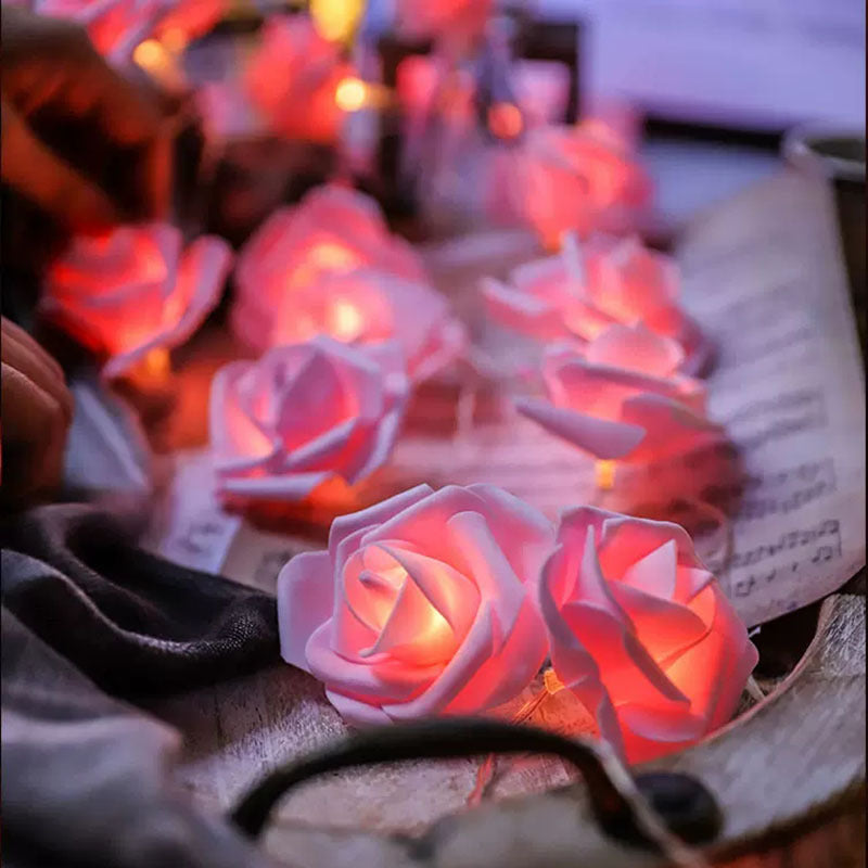 Rose-Shaped LED String Lights Romantic Flower Garland | High & Bury