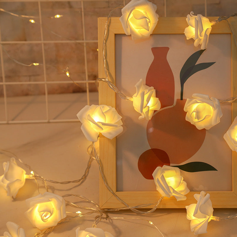 Rose-Shaped LED String Lights Romantic Flower Garland | High & Bury