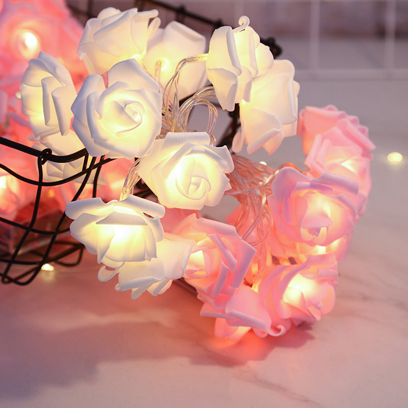 Rose-Shaped LED String Lights Romantic Flower Garland | High & Bury