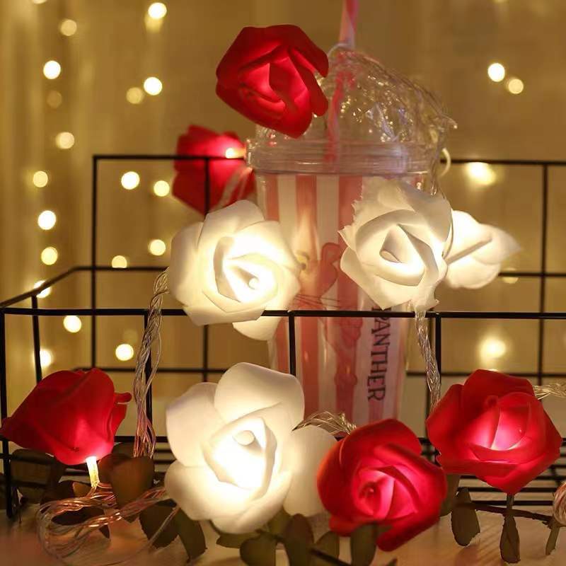 Rose-Shaped LED String Lights Romantic Flower Garland | High & Bury