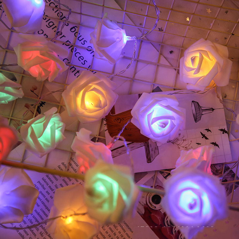 Rose-Shaped LED String Lights Romantic Flower Garland | High & Bury