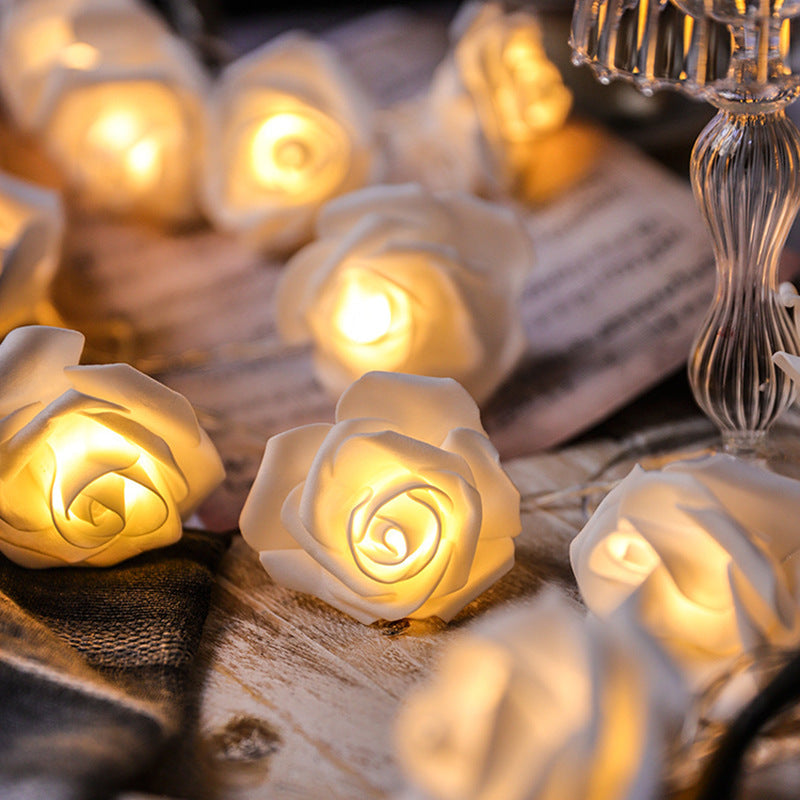 Rose-Shaped LED String Lights Romantic Flower Garland | High & Bury