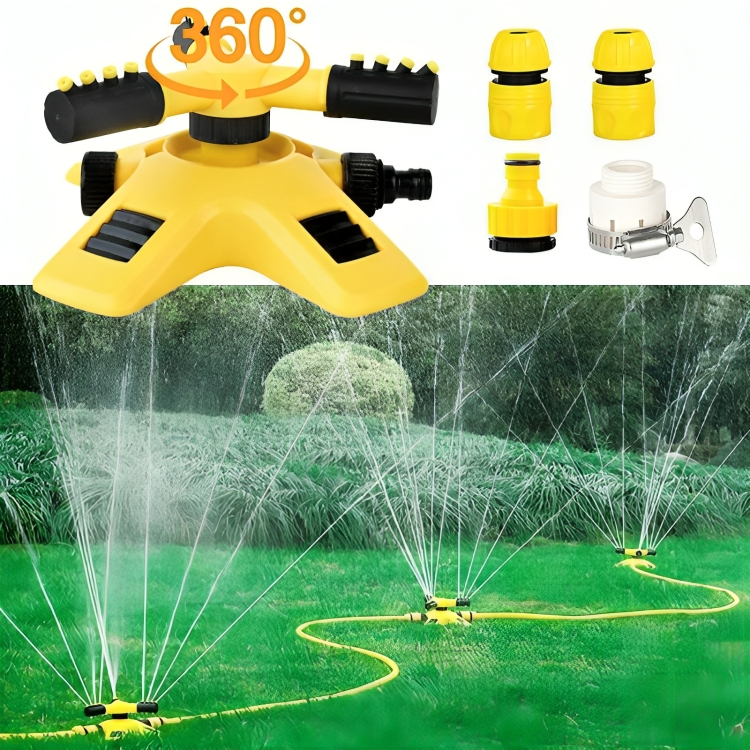 Rotating Lawn Sprinkler with Adjustable Spray Angles, Yellow, view 2