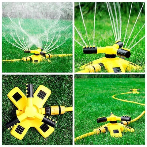 Rotating Lawn Sprinkler with Adjustable Spray Angles, Yellow, view 3