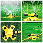 Rotating Lawn Sprinkler with Adjustable Spray Angles, Yellow, view 3