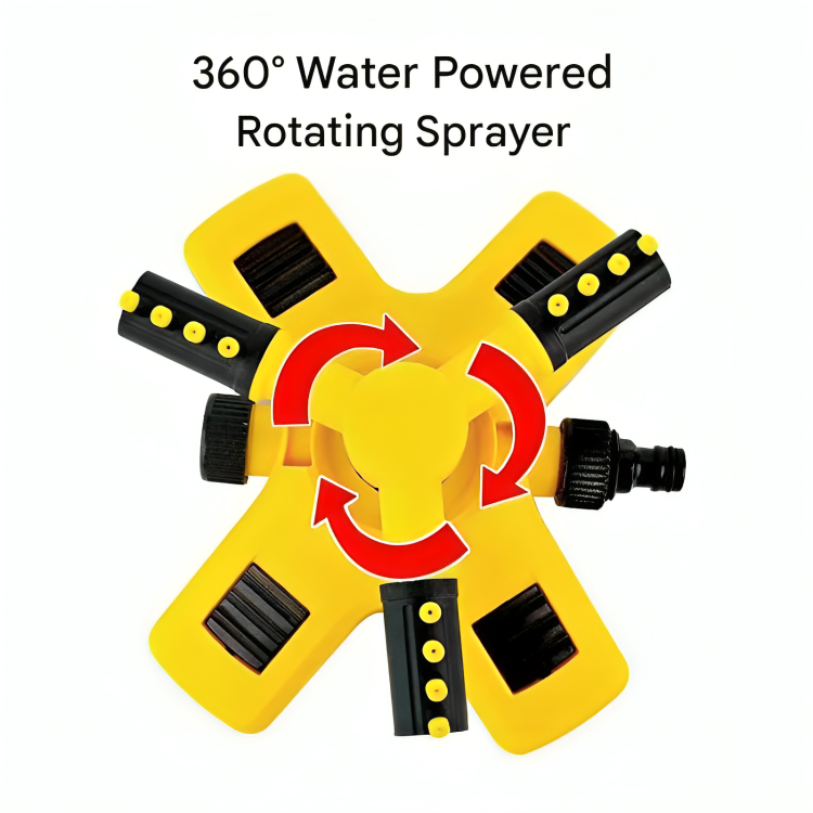 Rotating Lawn Sprinkler with Adjustable Spray Angles, Yellow, view 4