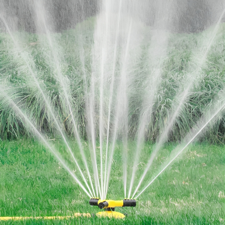 Rotating Lawn Sprinkler with Adjustable Spray Angles, Yellow