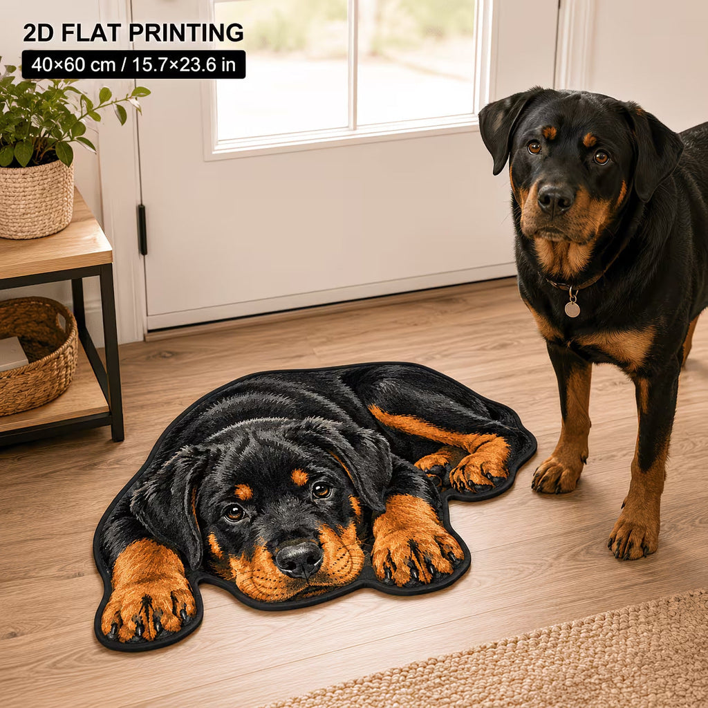 Rottweiler-Shaped Plush Area Mat | High & Bury