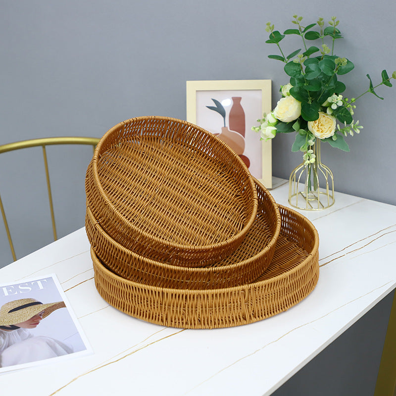 Round Artisan Woven Serving Tray | High & Bury