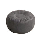 Round Leather Stool with Decorative Seams, Padded, Size 37