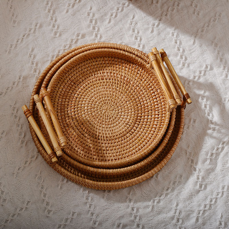 Round Serving Platter made of Braided Rattan | High & Bury