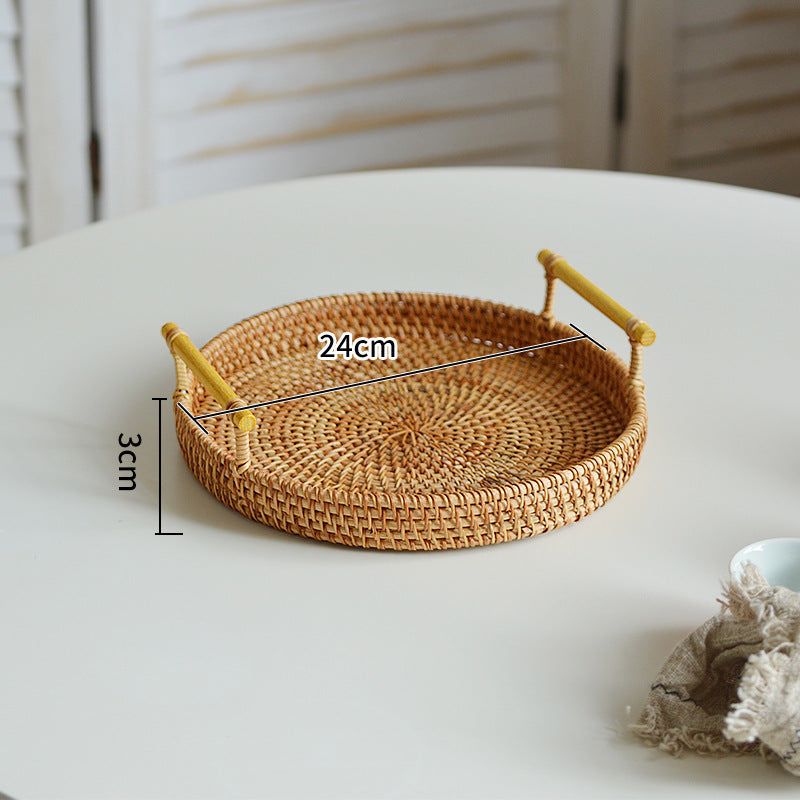 Round Serving Platter made of Braided Rattan | High & Bury