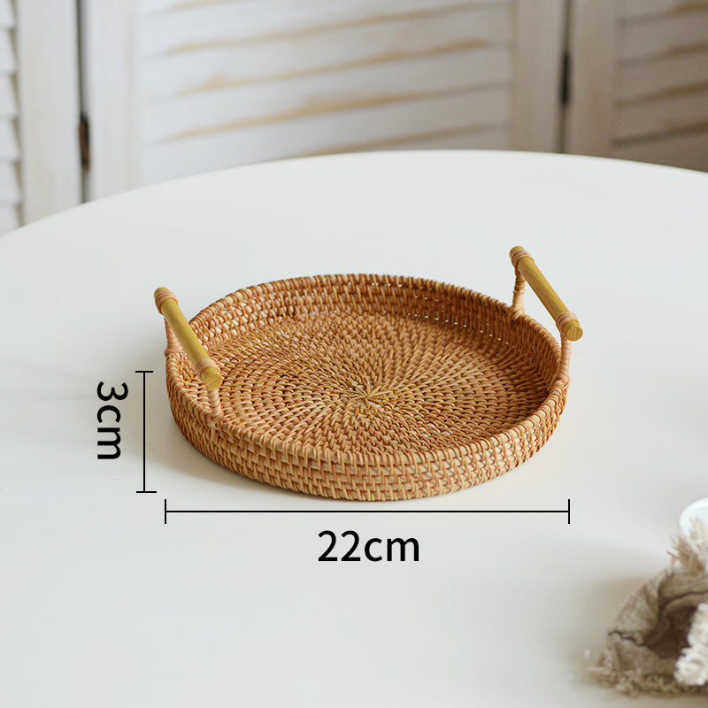 Round Serving Platter made of Braided Rattan | High & Bury