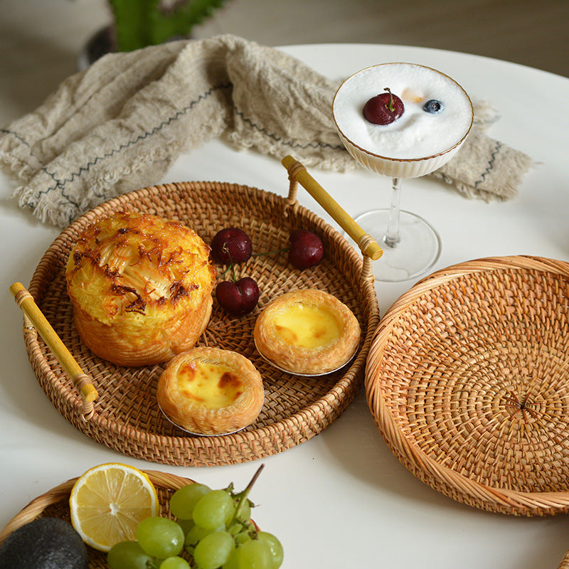 Round Serving Platter made of Braided Rattan | High & Bury