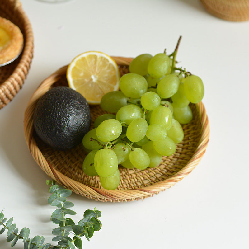 Round Serving Platter made of Braided Rattan | High & Bury