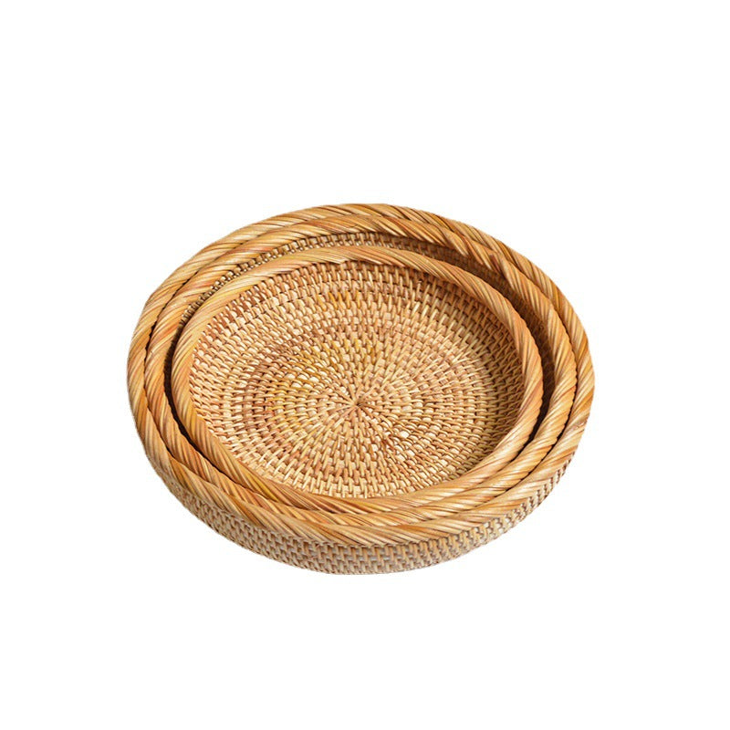 Round Serving Platter made of Braided Rattan | High & Bury