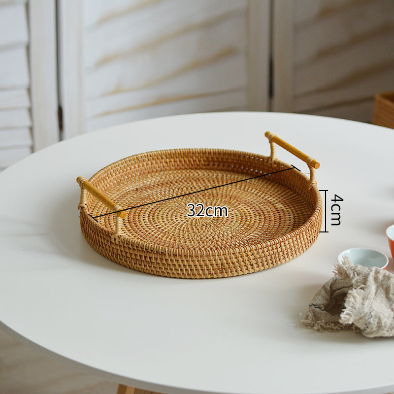 Round Serving Platter made of Braided Rattan | High & Bury