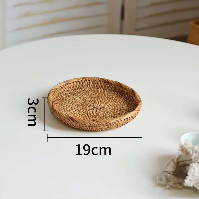 Round Serving Platter made of Braided Rattan | High & Bury