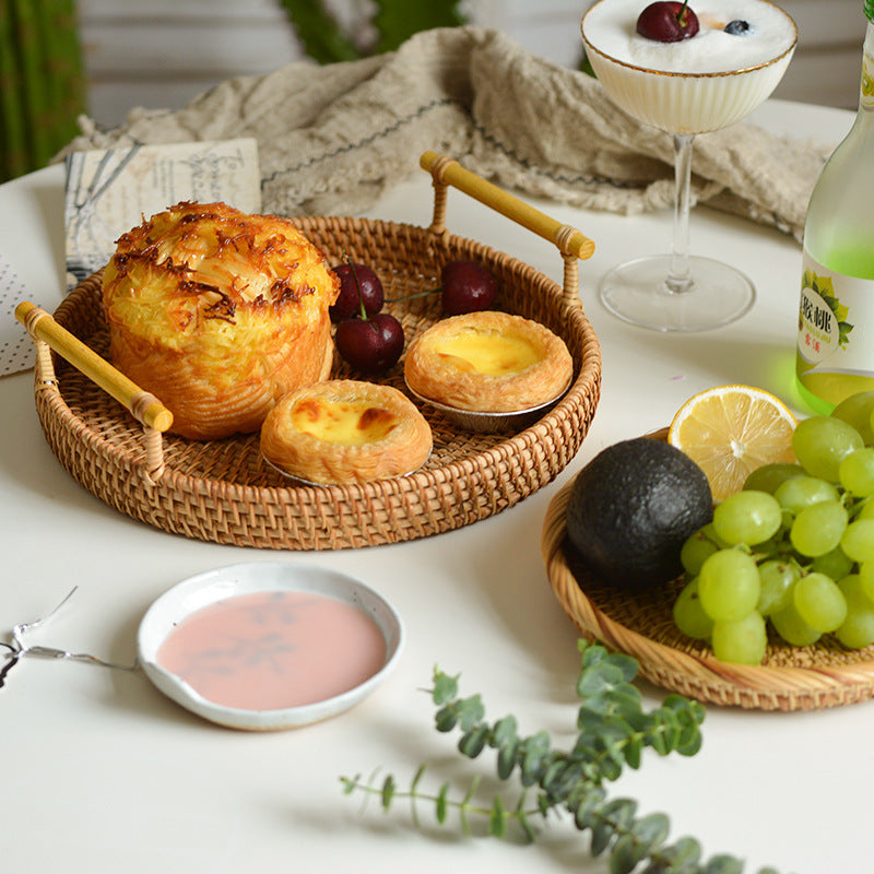 Round Serving Platter made of Braided Rattan | High & Bury