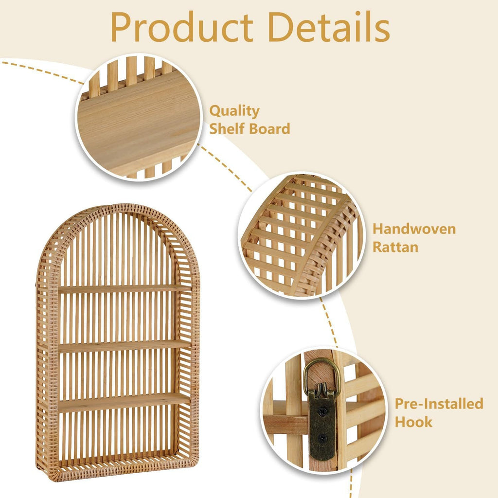 Round Wall Shelf made of Natural Rattan | High & Bury