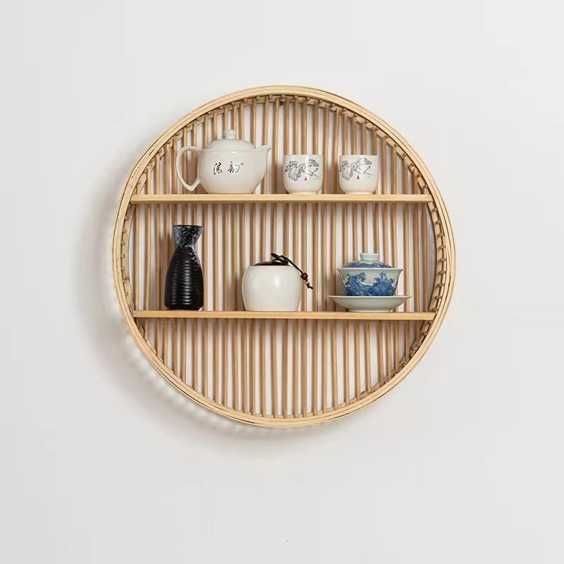 Round Wall Shelf made of Natural Rattan | High & Bury
