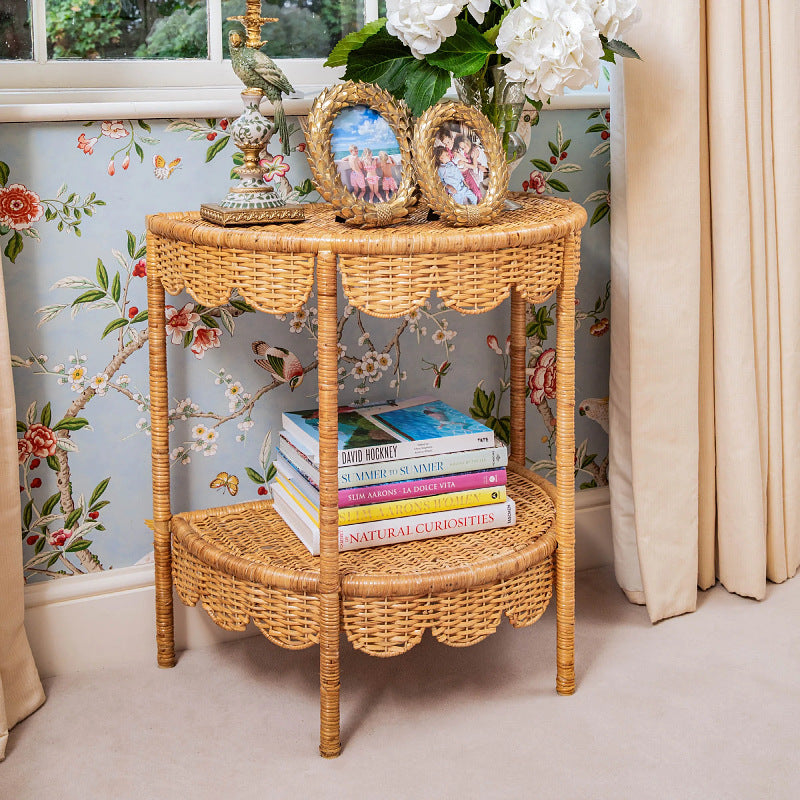 Round Wicker Table in Vintage Style | High & Bury