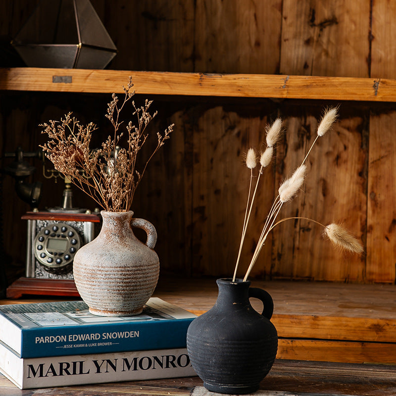 Rustic Ceramic Vase with Handles | High & Bury