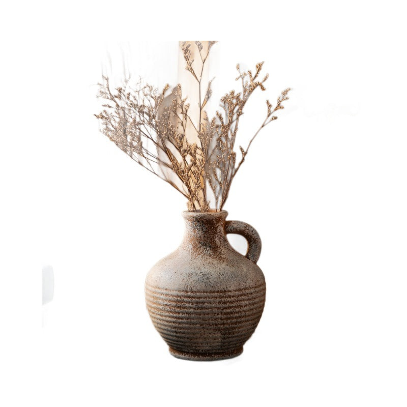 Rustic Ceramic Vase with Handles | High & Bury