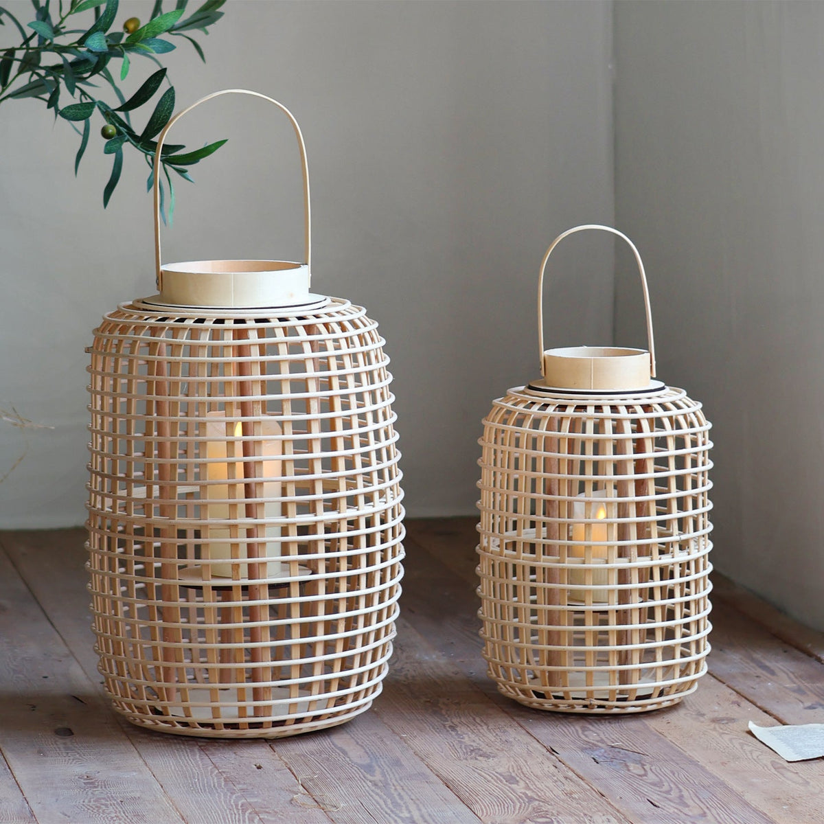Rustic Lantern made of Woven Material | High & Bury