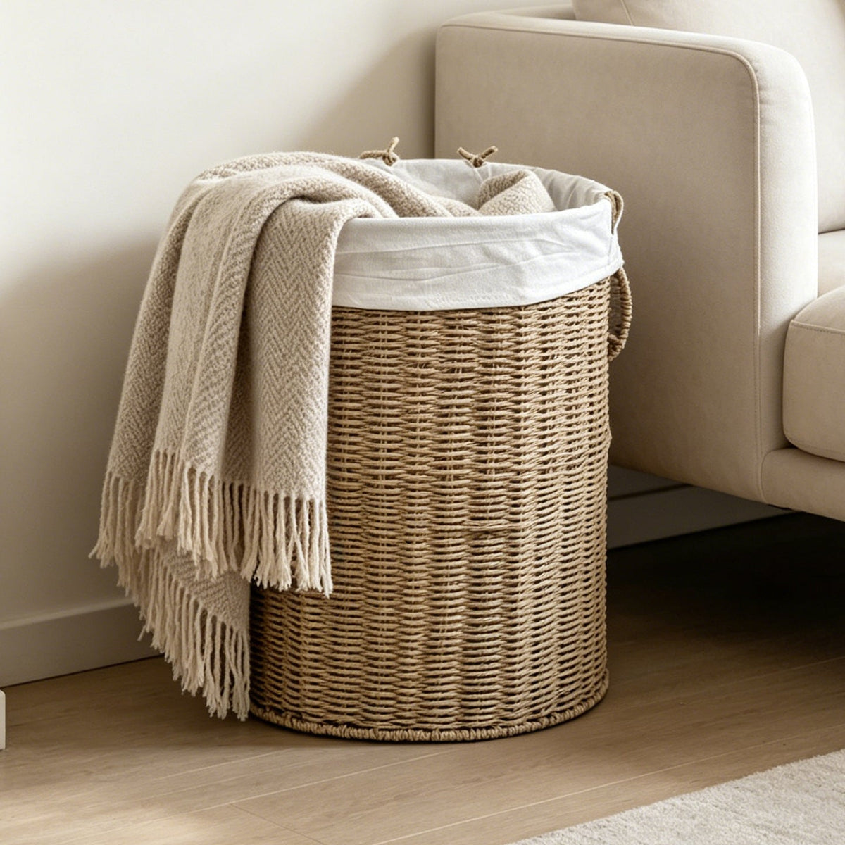 Rustic Laundry Basket made of Woven Material | High & Bury