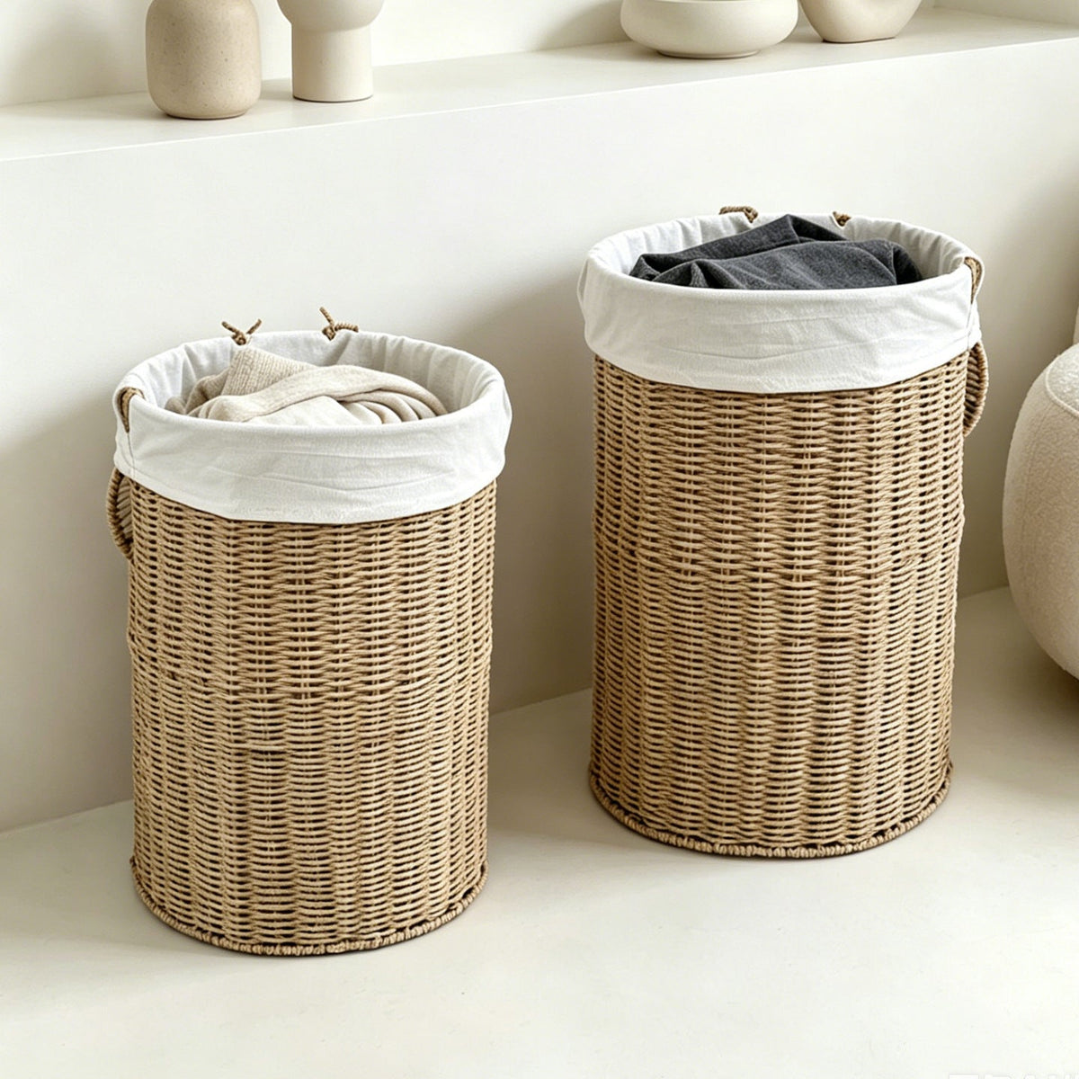 Rustic Laundry Basket made of Woven Material | High & Bury