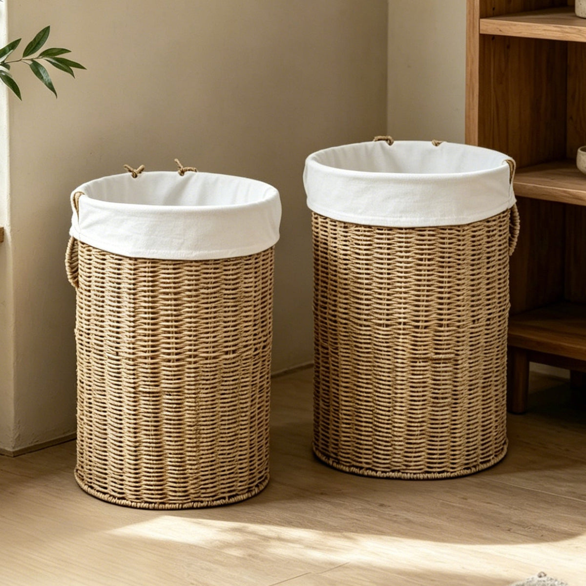 Rustic Laundry Basket made of Woven Material | High & Bury
