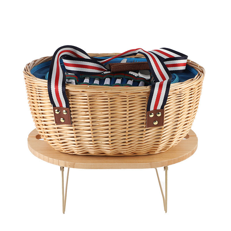 Rustic Picnic Basket with Dish Set | High & Bury