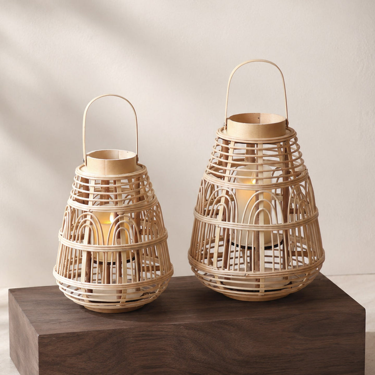 Rustic Rattan Lantern Large | High & Bury