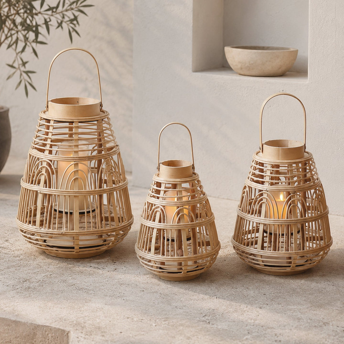 Rustic Rattan Lantern Large | High & Bury